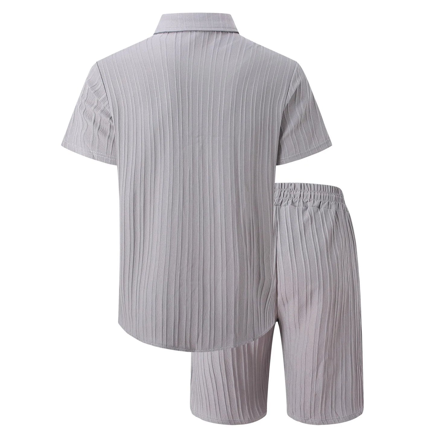 Casual Shirt Solid color Loose Short Sleeve Shorts Beach two-piece