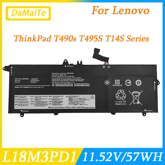 L18M3PD1 Laptop Battery For Lenovo ThinkPad T14S T490S T495S Series