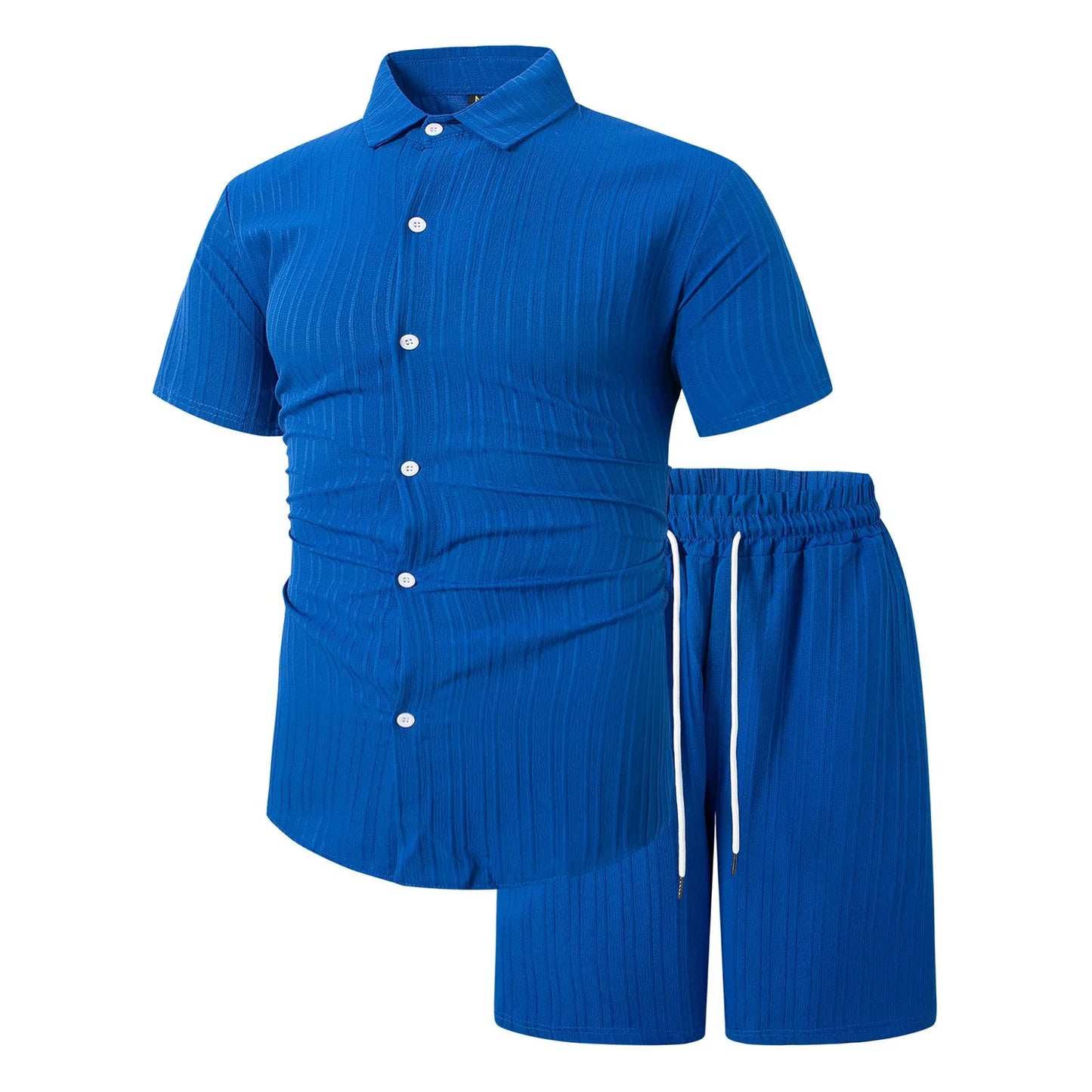 Casual Shirt Solid color Loose Short Sleeve Shorts Beach two-piece
