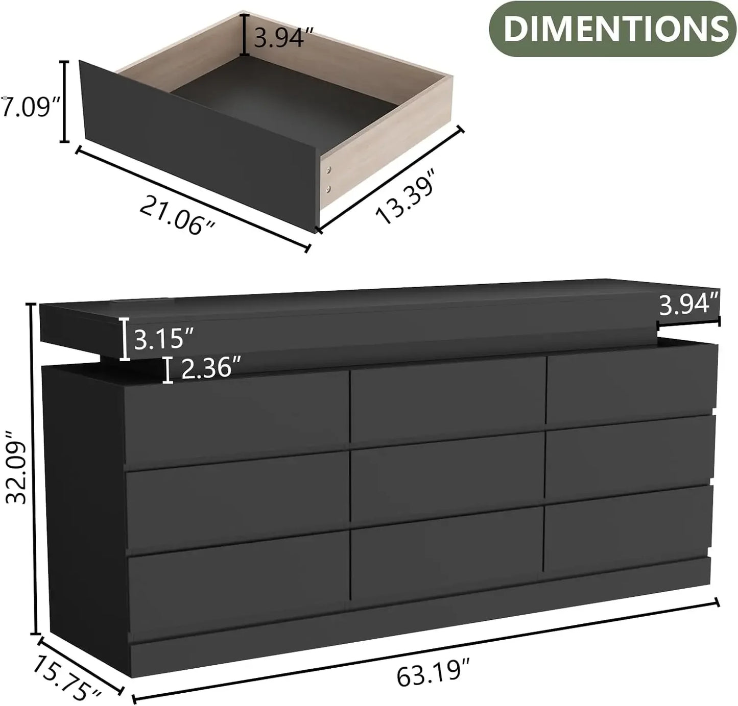 Drawers for Closet, Double Wide Drawer Organizer Cabinet for Bedroom, Living Room