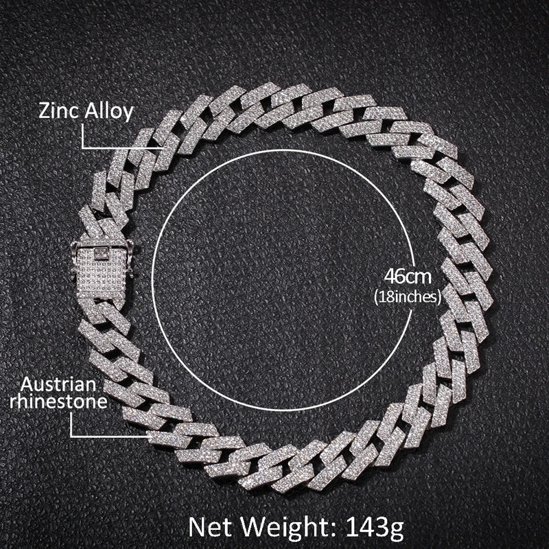 20mm Iced Out CZ Stone Men jewelry Hip Hop Micro Pave Cuban Link Chain High Quality
