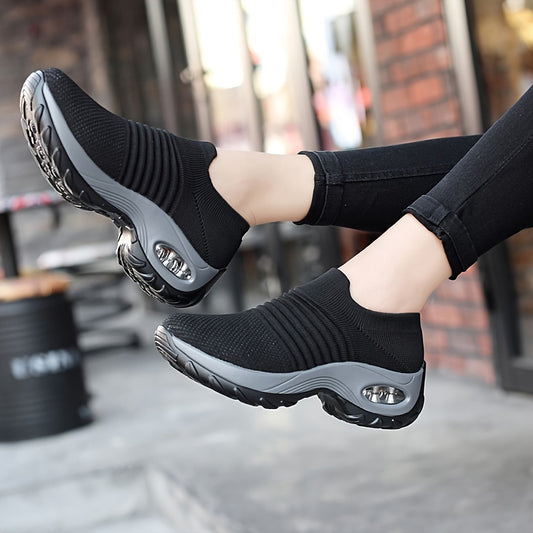 Women's Air Cushion Sole Chunky Sneakers, Lightweight Mesh Low Top